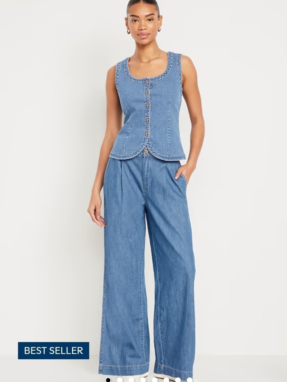 Old Navy Women's Relaxed Wide-Leg Jeans Blue Denim